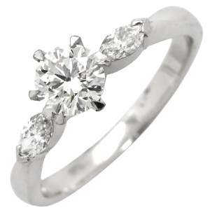 リング 指輪 ダイヤリング Pt900 シルバー 3P 3石 3粒 ダイヤモンド  中古