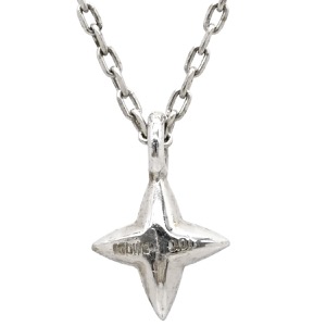 ネックレス ダイヤ ペンダント K10WG シルバー ホワイトゴールド 1P 1石 1粒 十字星 スターモチーフ ソリテール アズキチェーン 中古