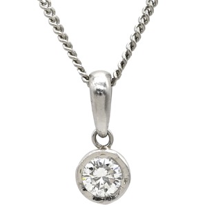 ネックレス ダイヤ ペンダント Pt900 シルバー 1P 1石 1粒 中古