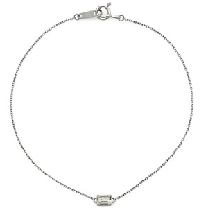 ブレスレット ダイヤ 0.10ct Pt900 シルバー 1P 1粒 1石 バゲットカット プラチナ チェーン 中古