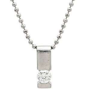 ネックレス ダイヤ ペンダント Pt850 シルバー Pt850×Pt900 プラチナム 1P 1石 1粒 中古