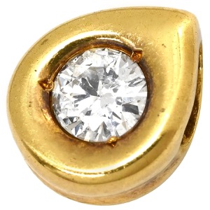 ペンダントトップ K18YG ゴールド ペンダントヘッド Au750 18K 18金 1P 1石 1粒 ダイヤ 雫型 しずく 涙型 ティアドロップ 中古