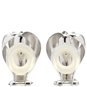 イヤリング K14WG PT900 デザインイヤリング K14WG シルバー クリップ リーフ 透かし 585 14金 プラチナ 中古