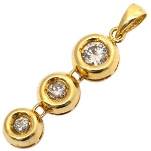 ペンダントトップ K18YG ゴールド ネックレストップ Au750 18K 18金 3粒 ダイヤモンド  中古