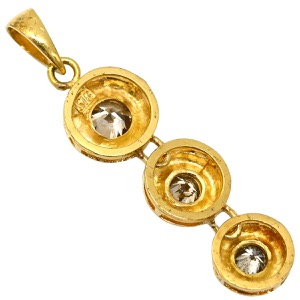 ペンダントトップ K18YG ゴールド ネックレストップ Au750 18K 18金 3粒 ダイヤモンド  中古