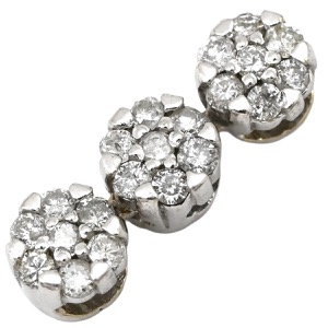 ペンダントトップ K18WG シルバー Au750 18K 18金 ダイヤ 3連 ドロップ ムービング スイング トリロジー 中古