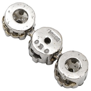 ペンダントトップ K18WG シルバー Au750 18K 18金 ダイヤ 3連 ドロップ ムービング スイング トリロジー 中古