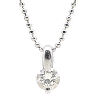 ネックレス ダイヤ ペンダント Pt900 シルバー プラチナム 1P 1石 1粒 ラウンド カットボールチェーン 中古