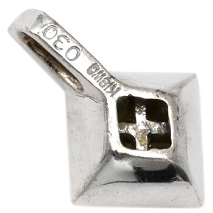 ペンダントトップ ダイヤモンド 0.30ct K18WG シルバー 4石 4P プリンセスカット 四角 ペンダントヘッド ネックレストップ チャーム 18K 750WG 中古