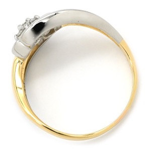 リング 指輪 ダイヤ 0.11ct K18YG ゴールド K18YG×PT Au750 18K 18金 プラチナ Pt850 メレ 7P 7石 7粒 フラワーモチーフ ウェーブ 中古