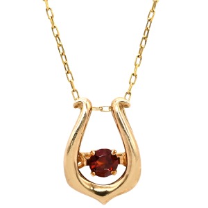 ネックレス ガーネット U字ペンダント K10 ゴールド 10K ホースシュー 馬蹄 ネックジュエリー  中古
