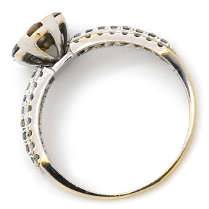 リング 指輪 ダイヤリング K18WG シルバー ダイヤモンド 18K WG 縦爪 フラワーモチーフ 花 750 中古