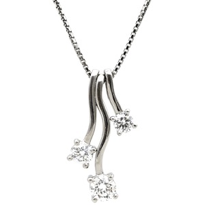 ネックレス Pt900 シルバー Pt900×Pt850 コンビ 3P 3粒 ダイヤ プラチナム ペンダント 3石 スイング スリーストーン 中古