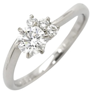 リング 指輪 ダイヤリング Pt900 シルバー 4P 4石 4粒 ダイヤモンド イニシャル刻印あり  中古