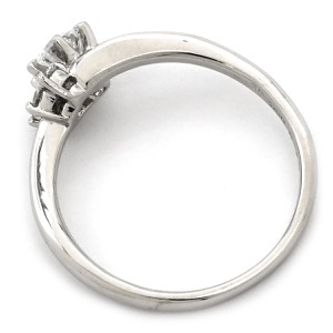 リング 指輪 ダイヤリング Pt900 シルバー 4P 4石 4粒 ダイヤモンド イニシャル刻印あり  中古