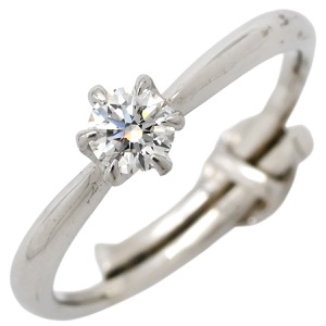 リング 指輪 ダイヤ 立爪リング Pt950 シルバー 1P 1石 1粒 ダイヤモンド イニシャル刻印あり  中古