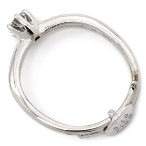 リング 指輪 ダイヤ 立爪リング Pt950 シルバー 1P 1石 1粒 ダイヤモンド イニシャル刻印あり  中古