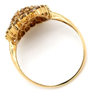 リング 指輪 ダイヤリング フラワーモチーフ K18YG ゴールド 花 18KT 750 YG ダイヤモンド 大きめ 1.00ct 中古