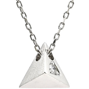 ネックレス ダイヤ ペンダント Pt850 シルバー プラチナム 1P 1石 1粒 ピラミッド トライアングル 三角 中古