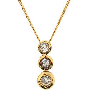 ネックレス ダイヤペンダント K18YG ゴールド 750 18K 3石 3粒 ダイヤモンド  中古