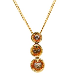 ネックレス ダイヤペンダント K18YG ゴールド 750 18K 3石 3粒 ダイヤモンド  中古