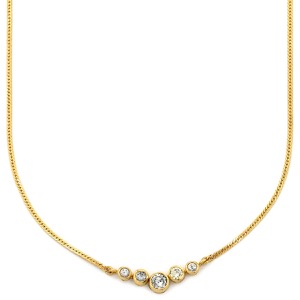 ネックレス ダイヤペンダント K18YG ゴールド 18K Au750 18金 5P 5石 5粒 5連 ダイヤモンド 0.50ct  中古