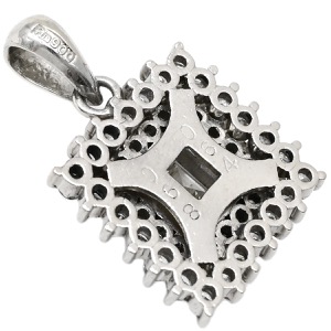 ペンダントトップ SI1 ダイヤモンド 0.6ct Pt900 シルバー スクエアカット 四角 ネックレストップ ペンダントヘッド チャーム プラチナ900 中古