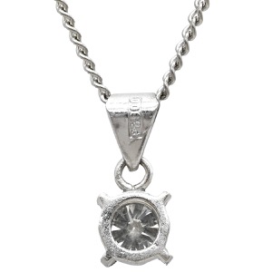 ネックレス ダイヤ ペンダント Pt900 シルバー プラチナム 1P 1石 1粒 ソリテール 4本爪 ラウンド チェーン 中古