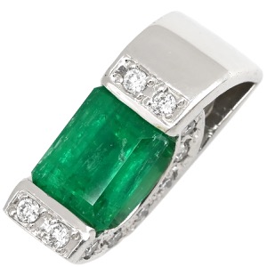 ペンダントトップ エメラルド ダイヤ Pt900 グリーン 緑 ネックレストップ エメラルドカット スクエア プラチナム 中古