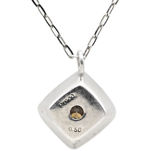 ネックレス ダイヤ ペンダント Pt900 シルバー プラチナム ひし形 角型 スクエア カラーダイヤ 中古