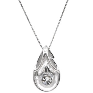 ネックレス ダイヤ ペンダント Pt900 シルバー 1P 1石 1粒 中古