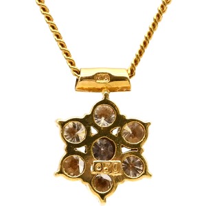 ネックレス ダイヤ ペンダント K18YG ゴールド Au750 18K 18金 7P 7石 7粒 フラワーモチーフ 花 中古