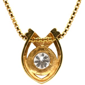 ネックレス ダイヤペンダント K18YG ゴールド 18K 1P 1石 1粒 ダイヤモンド 0.24ct ベネチアンチェーン  中古