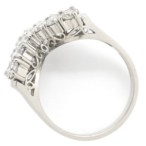 リング 指輪 ダイヤリング Pt900 シルバー V字 Vライン 7P 7石 中古