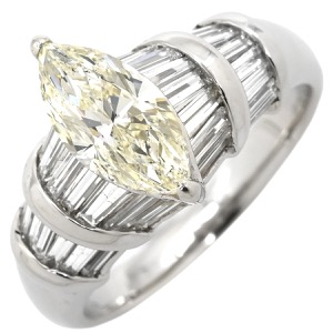 リング 指輪 ダイヤリング  Pt900 シルバー マーキスカット ダイヤモンド  中古