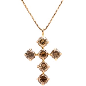 ネックレス クロス ダイヤモンド K18PG ゴールド 十字架 Au750 18K 18金 PG 中古