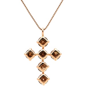 ネックレス クロス ダイヤモンド K18PG ゴールド 十字架 Au750 18K 18金 PG 中古