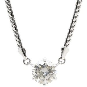 ネックレス ダイヤ ペンダント Pt850 シルバー 1P 1石 1粒  6本爪 ダイヤモンド  中古