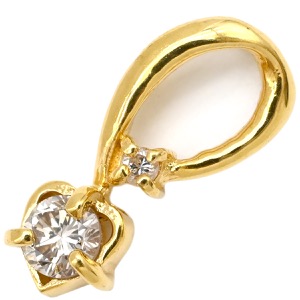 ペンダントトップ K18YG ゴールド ペンダントヘッド Au750 18K 18金 1P 1石 1粒 ダイヤ ハート 中古