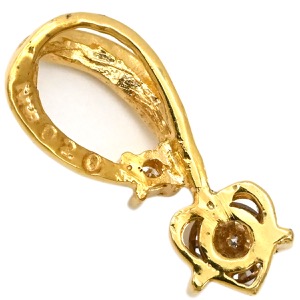 ペンダントトップ K18YG ゴールド ペンダントヘッド Au750 18K 18金 1P 1石 1粒 ダイヤ ハート 中古