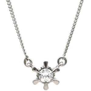 ネックレス ダイヤ ペンダント Pt850 シルバー プラチナム 1P 1石 1粒 フラワーモチーフ 花 中古