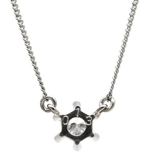 ネックレス ダイヤ ペンダント Pt850 シルバー プラチナム 1P 1石 1粒 フラワーモチーフ 花 中古