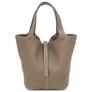 エルメス ハンドバッグ ピコタンロックMM  トリヨンクレマンス グレー グレージュ  中古