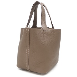 エルメス ハンドバッグ ピコタンロックMM  トリヨンクレマンス グレー グレージュ  中古