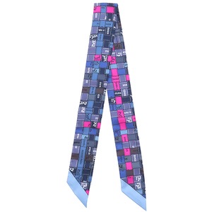 エルメス スカーフ ツイリー シルク マルチカラー 【BOLDUC AU CARRE/ボルデュック チェック】  中古