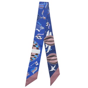 エルメス スカーフ ツイリー シルク ネイビー 【LES FOLIES DU CIEL/大空の狂気】  中古