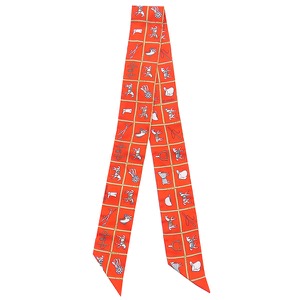 エルメス スカーフ ツイリー シルク オレンジ 【COUVERTURES ET TENUES DE JOUR/馬着】  中古