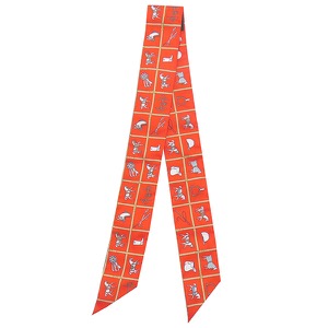 エルメス スカーフ ツイリー シルク オレンジ 【COUVERTURES ET TENUES DE JOUR/馬着】  中古