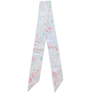 エルメス スカーフ ツイリー シルク グレー 【ISOLA DI PRIMAVERA/春の島】  中古
