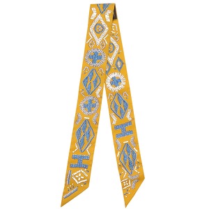 エルメス スカーフ ツイリー シルク ブラウン 【KELLY EN PERLES/ケリーアンペルル】  中古